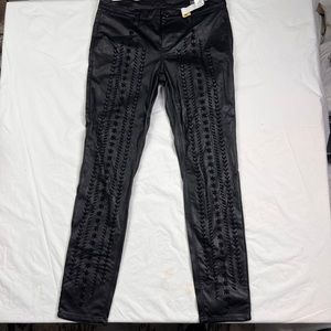 Blank NYC Womens braided western Faux Leather Pants Sz 28 Black A0040323